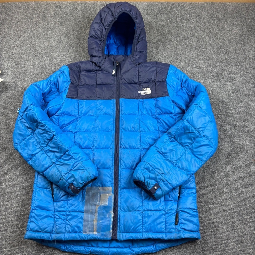 THE NORTH FACE Boys Thermoball Hooded Puffer Jacket Blue size: Large 14/16